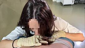 Bored Young Nurse Fucks Muscular Security Guard Bent Over At Night!