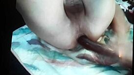 Fuck my butt with a dildo, contrasting solo anal play