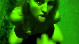 Stunning girlfriend performs nude blowjob outdoors on the street at night