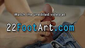 Cutie gives hot footjob with big cock