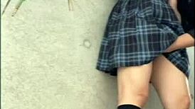 Amateur Japanese Girl Hiding for Boyfriend's Blowjob, Then Moaning in Doggy