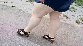 Big ass MILF bends over at the park for a creamy doggystyle finish.