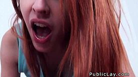 spanish redhead amateur in public flashing titties