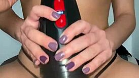 My whore friend intensely masturbates me with a toy in bold action.