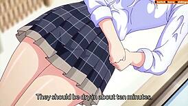 Hairless girl licks shaved pussy in hentai episode 1