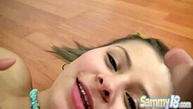 Sammy 18 rubs her pussy and masturbates with a dildo