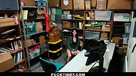Oh no, the skinny teen got caught as a burglar! Now she's getting punished with a big cock doggystyle in the garage.