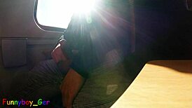 i just couldn’t hold back, jerked off quick on a moving train with a huge cumshot