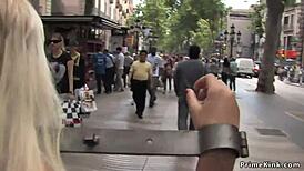 hey, wanna see this spanish blonde get punished in public with kinky bondage?
