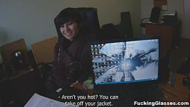 Teen 18+ In Glasses Gets Quickie Fuck. Best Deal For Cumshot.