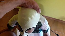 Laura performs rough deepthroat and facial in pov