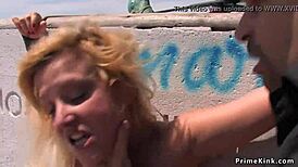 hey, wanna see this spanish blonde get punished in public with kinky bondage?