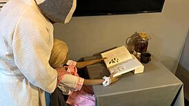 what secrets does a horny man uncover with a silicone sex doll? he pulls her away from that boring book.