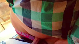 Cum on Panties as Hot Milf Pulls Them Up Full of Sticky Load.