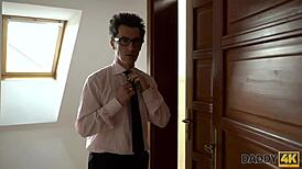 Daddy4k: Modest Babe Jennifer Simons Bangs Crazy Old Father in Wild Action