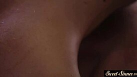 Classy ebony teen in bathroom storyline