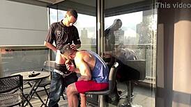 o skinny barber fucks the pumped client