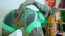 Extreme Tattoo Dreadhead Rides Huge Anal Toy with Passion