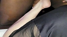 Rae Lynn exclaims, 'Oh wow, this foot sex is so hot!' in her homemade interracial fetish session