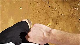 guy jerks off in the bush outdoors