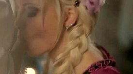 Feeling sensual pleasure during oral sex with a cute blonde babe.