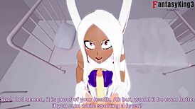 Rumi Usagiyama Mirko delivers a steamy POV blowjob in Boku No Hero scene.