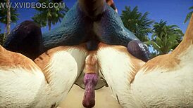 In the wildlife scene, a tiger makes a lizard cum multiple times through intense blowjob and assfucking