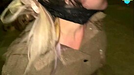 Street girl shoving items into her shaved pussy!