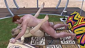 Redhead guy fucks sexy blonde