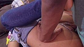 Hot asian neighbor gets fucked by big black cock on the bed.