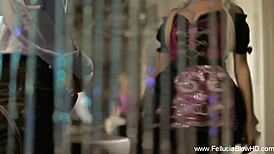 Feeling sensual pleasure during oral sex with a cute blonde babe.