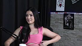 karen gonçalves starts with sheer red lingerie in FIRST MÉNAGE EXPERIENCE with amateurs