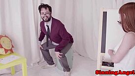 Petite Beauty With Small Tits Bent Over for Doggystyle Assfucking and Rimjob on the Floor