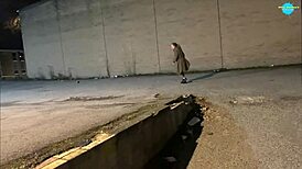 Street girl shoving items into her shaved pussy!