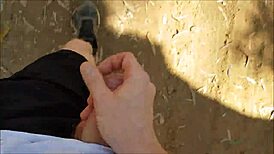 guy jerks off in the bush outdoors