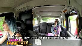 Female Fake Taxi Lesbian Delivers Tight Pussy Play with Strap-On Dildo