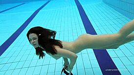 red swimwear on beautiful katy soroka babe in pool