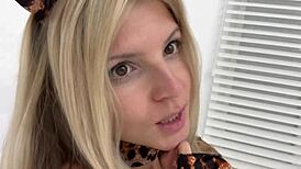 Blonde Teen in Catwoman Cosplay Shows Off Her Sexy Amateur Moves on Webcam