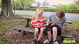 Blonde Odette Delacroix nails public handjob audition