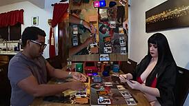 Jane sits at her desk playing magic 8 walking the planes