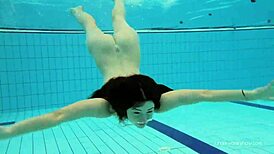 red swimwear on beautiful katy soroka babe in pool