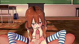 Step sister playfully handles a big dick in swimmer outfit during taboo fun