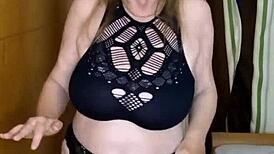 Busty milf mariaold using dildo for titty fuck session