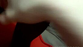 pinkteen 18+ pussy fucks her lover from below, tight and close-up