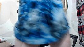 Shemale in Jeans Strokes Her Thick Juicy Cock