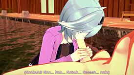 Eula relaxes on the pool in Genshin Impact part 1.