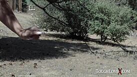 I’m loving hiding and banging busty blonde Emily Right outdoors