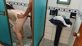 hidden camera in bathroom caught her undressing, ended up banging by accident 😈