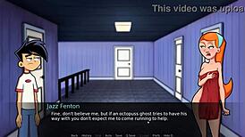 Amity Park character has fun in a shower parody scene.