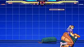 Chun-Li battles Long in anime style.